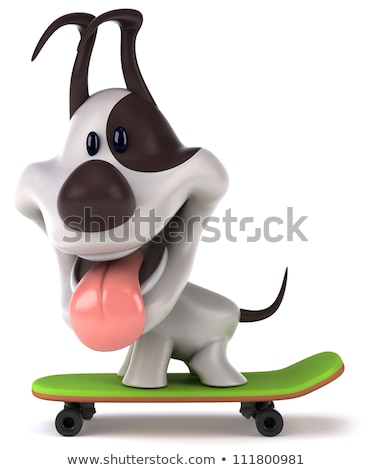 ストックフォト: 3d Dog On A Skateboard