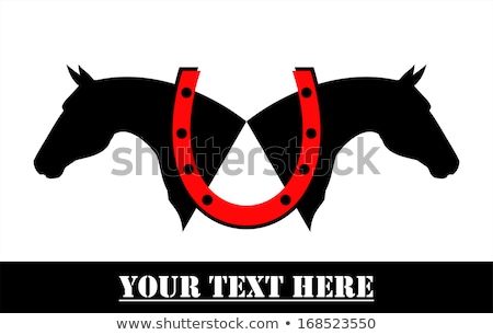 Foto stock: Horse Head And The Black Horseshoe