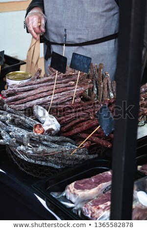 Stock fotó: Home Made Sausages Selling In A French Market