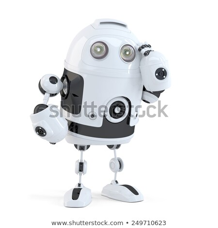 Stockfoto: Thoughtful Handsome Robot Isolated Contains Clipping Path