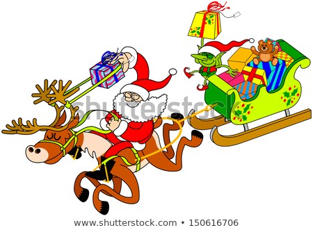 Santa Claus Christmas Fling Sleigh Sled Reindee Сток-фото © zooco