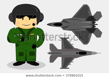 Stock fotó: Cartoon Military Stealth Jet Fighter Plane Isolated