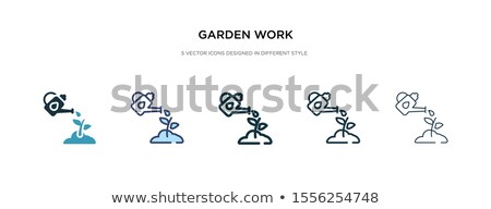 ストックフォト: Watering Can Filled Color Icon Gardening Vector Illustration