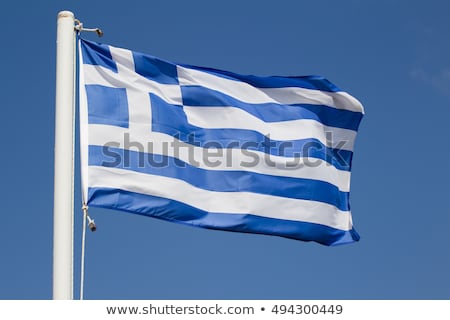 Stock foto: Greek Flag And Blue Sky Travel And Politics