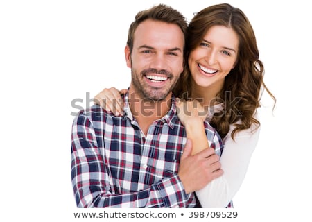 Stok fotoğraf: Beautiful Happy Young Couple On White Background