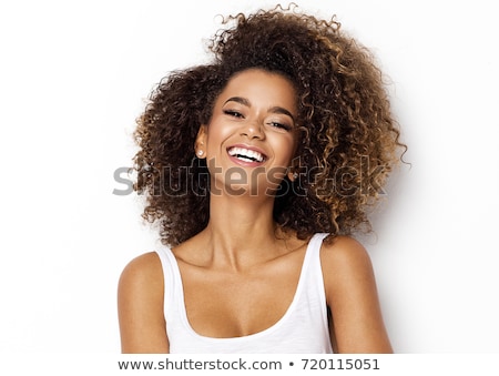 Stock fotó: Smiling Woman On White Background