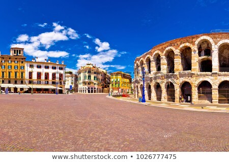 Piazza Bra In Verona Viewed From Ancient Roman Amphitheater Ven Stockfoto © xbrchx