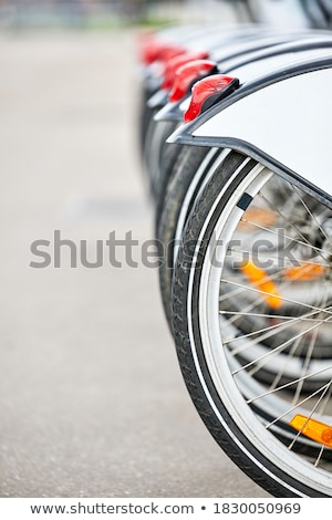 Stock photo: City Hire Bicycles Parked In Row