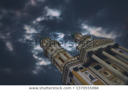 Stock foto: Holy Cross Glowing Bright Moon On A Dark Sky The Dark Clouds