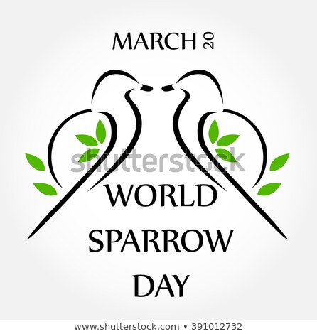 Stock fotó: Two Sparrows On Twig  World Sparrow Day March 20