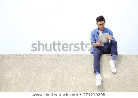 Stock foto: Asian College Student With Tablet Computer