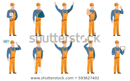 [[stock_photo]]: Builder With Question What In Speech Bubble