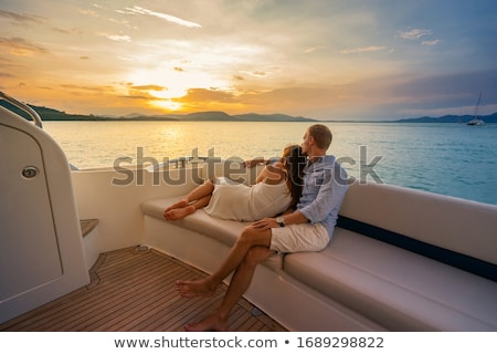 Сток-фото: Happy Couple Sailing Yacht