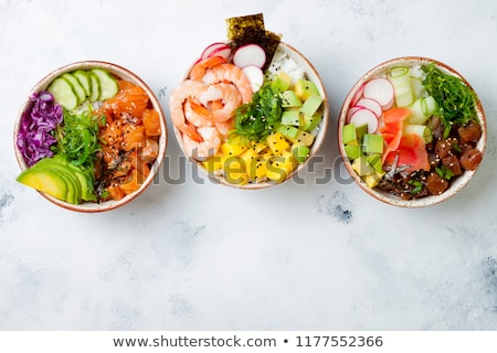 Stock fotó: Poke Bowl With Shrimps And Vegetables