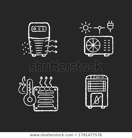 Stock foto: Dehumidifier Chalk White Icon On Black Background