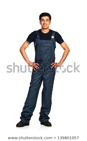 Zdjęcia stock: Repairman Arab Nationality In The Construction Overalls On A Whi