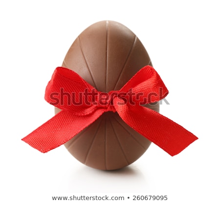 Stock fotó: Easter Egg With Ribbon Isolated On White