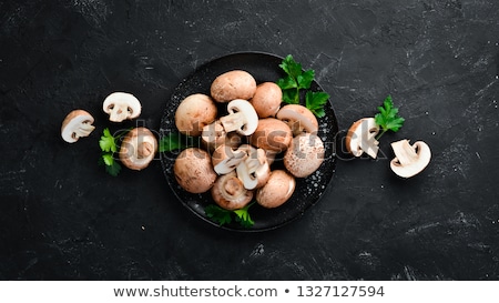 Stok fotoğraf: The Dried Shiitake Mushrooms On Old Wooden Table