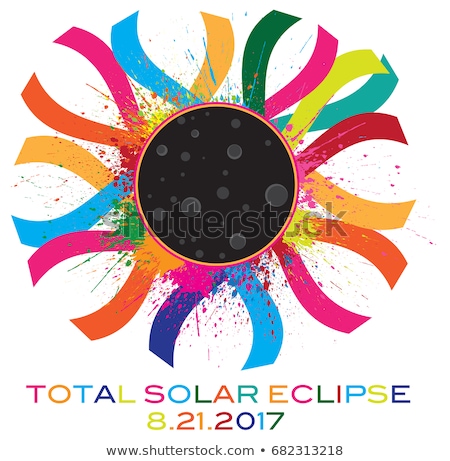 Foto stock: 2017 Total Solar Eclipse Corona Text Color Illustration