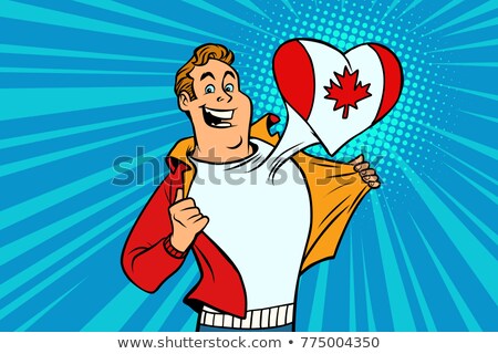 Stok fotoğraf: Canada Patriot Male Sports Fan Flag Heart