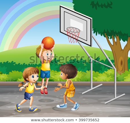 Foto stock: Kids Playing Basketball Scene