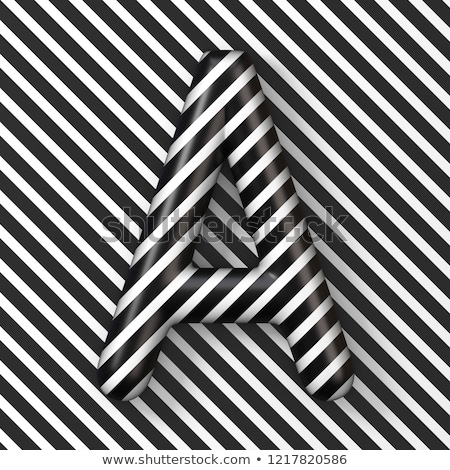 Stok fotoğraf: Black And White Stripes Letter A 3d