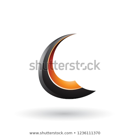 Stock fotó: Black And Orange Glossy Flying Letter C Vector Illustration