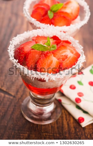 Stock photo: A Serving Of Strawberry Over Tapioca And Jelly