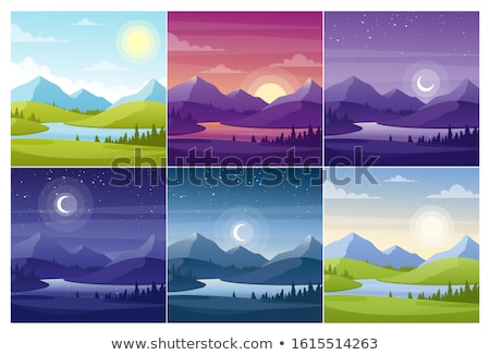 Stock photo: Set Of Nature Landscape At Night
