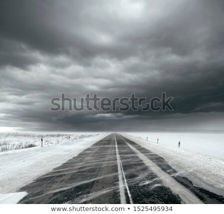 Stock foto: Stormy Sky And Snow Road
