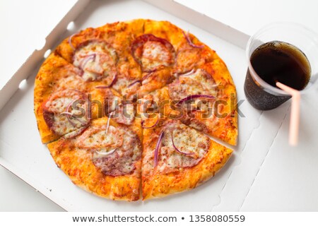 Stockfoto: Close Up Of Takeaway Pizza In Box With Cup Of Cola