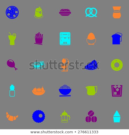 Easy Meal Icons Fluorescent Color On Gray Background Stock foto © nalinratphi