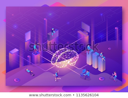 Stock fotó: Robotics Networking Isometric 3d Landing Page