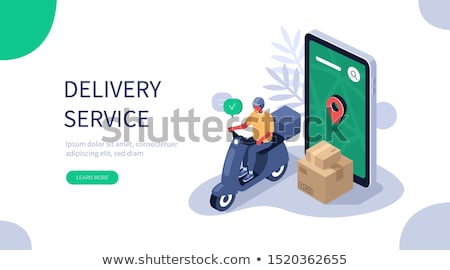 Zdjęcia stock: Delivery Service Web Banner With Cartoon Postman