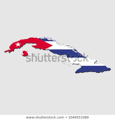 Foto stock: Cuba Country Silhouette With Flag On Background Isolated On Whiteeps