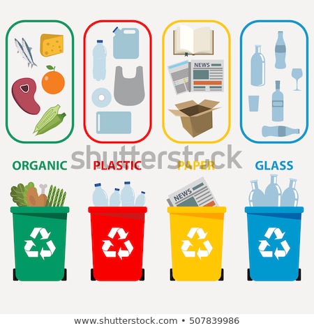 Foto stock: Trash Types Segregation With Recycling Bins