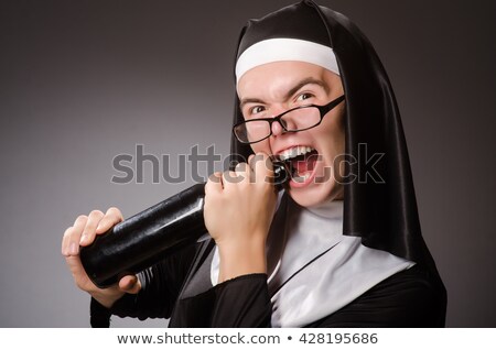 Stock fotó: Funny Man Wearing Nun Clothing