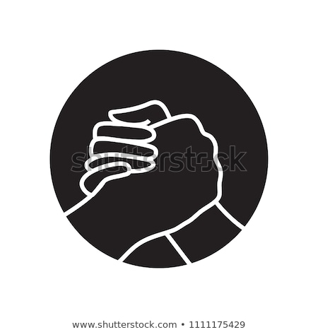 Foto stock: Armwrestling Logo Two Strong Hands Vector Illustration