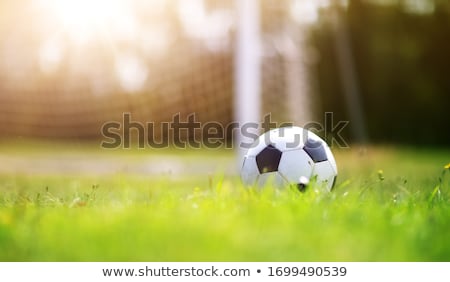 Foto stock: Football Field With A Ball And Copy Space