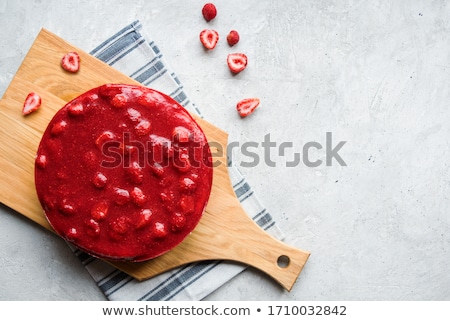 Stok fotoğraf: Flat Lay With Strawberry Cheesecake