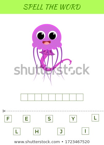 Сток-фото: Spelling Word Scramble Game With Word Jellyfish