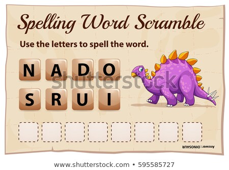 Сток-фото: Spelling Word Scramble Game With Word Dinosaur