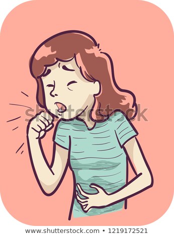 Foto d'archivio: Girl Pain Abdomen When Coughing Illustration