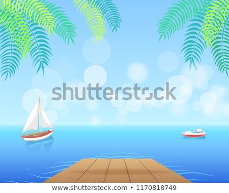 Foto stock: Sail Boat With White Canvas Sailing In Deep Waters