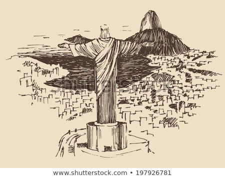 Stock foto: Silhouette Of A Statue To Jesus Christ In Rio De Janeiro Brazil