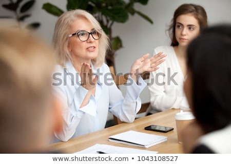 Stock foto: Business Seminar Boss With Workers On Meeting