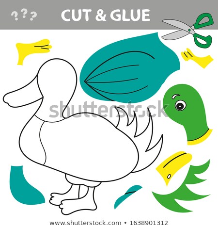 Stock foto: Use Scissors And Glue And Restore The Picture Inside The Contour With Duck