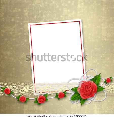 Stockfoto: Card For Invitation Or Congratulation With Buttonhole And Lace