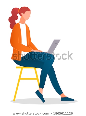 Young Redhead Sitting By Her Laptop Computer Сток-фото © robuart