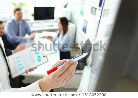 Stock foto: Business Man Draw Chart With Marker